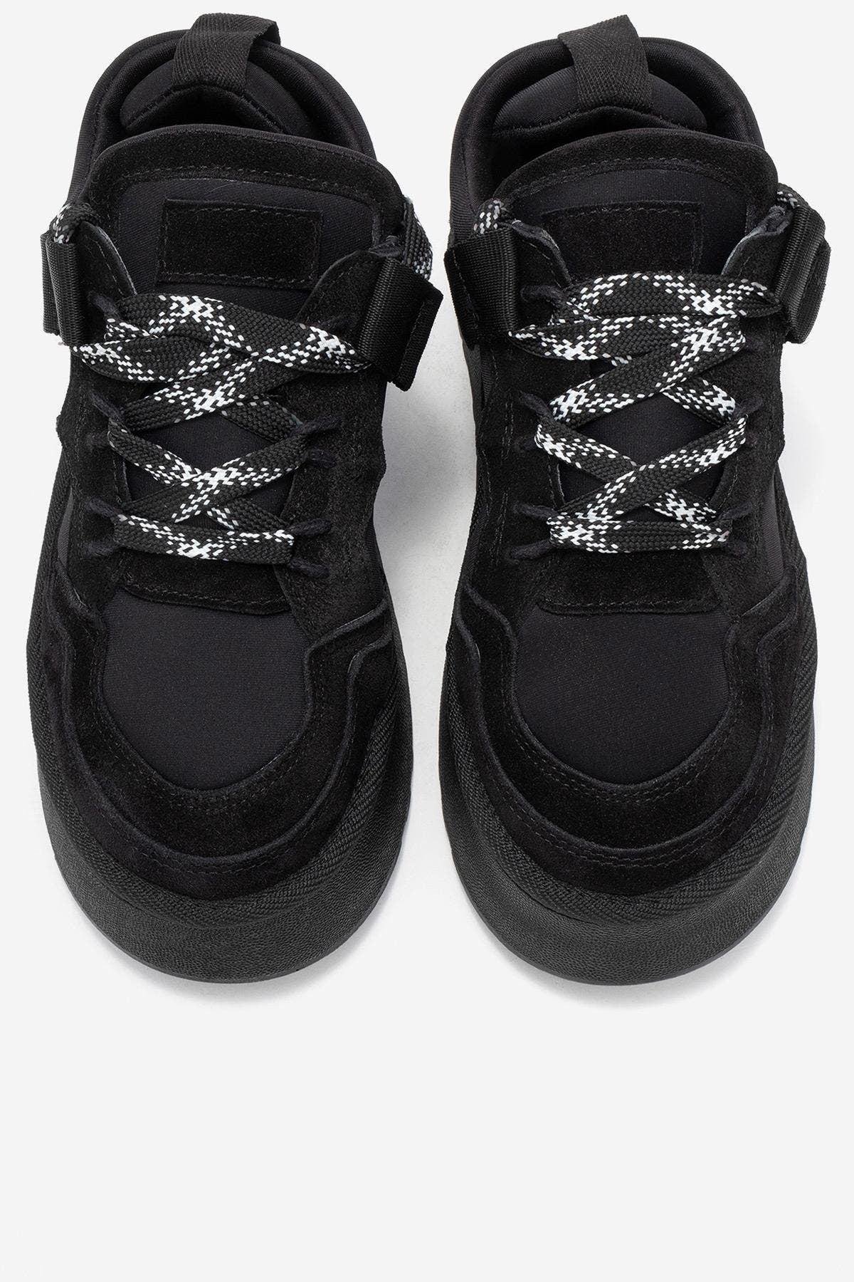 Forever & Always Shoes Riven Leather Platform Sneaker, Alternate, color, Black Suede