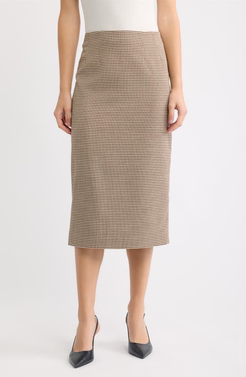 Houndstooth Midi Skirt