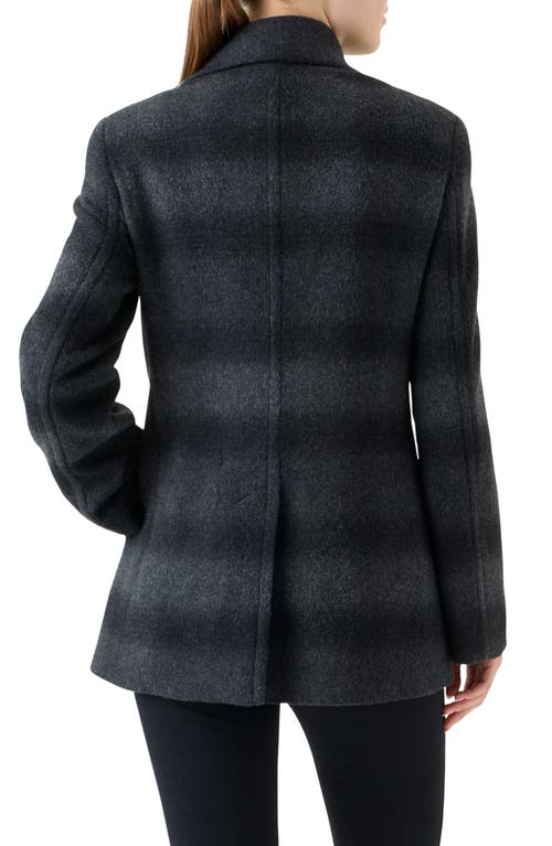 Akris Punto Blurred Check Brushed Wool Peacoat In Black