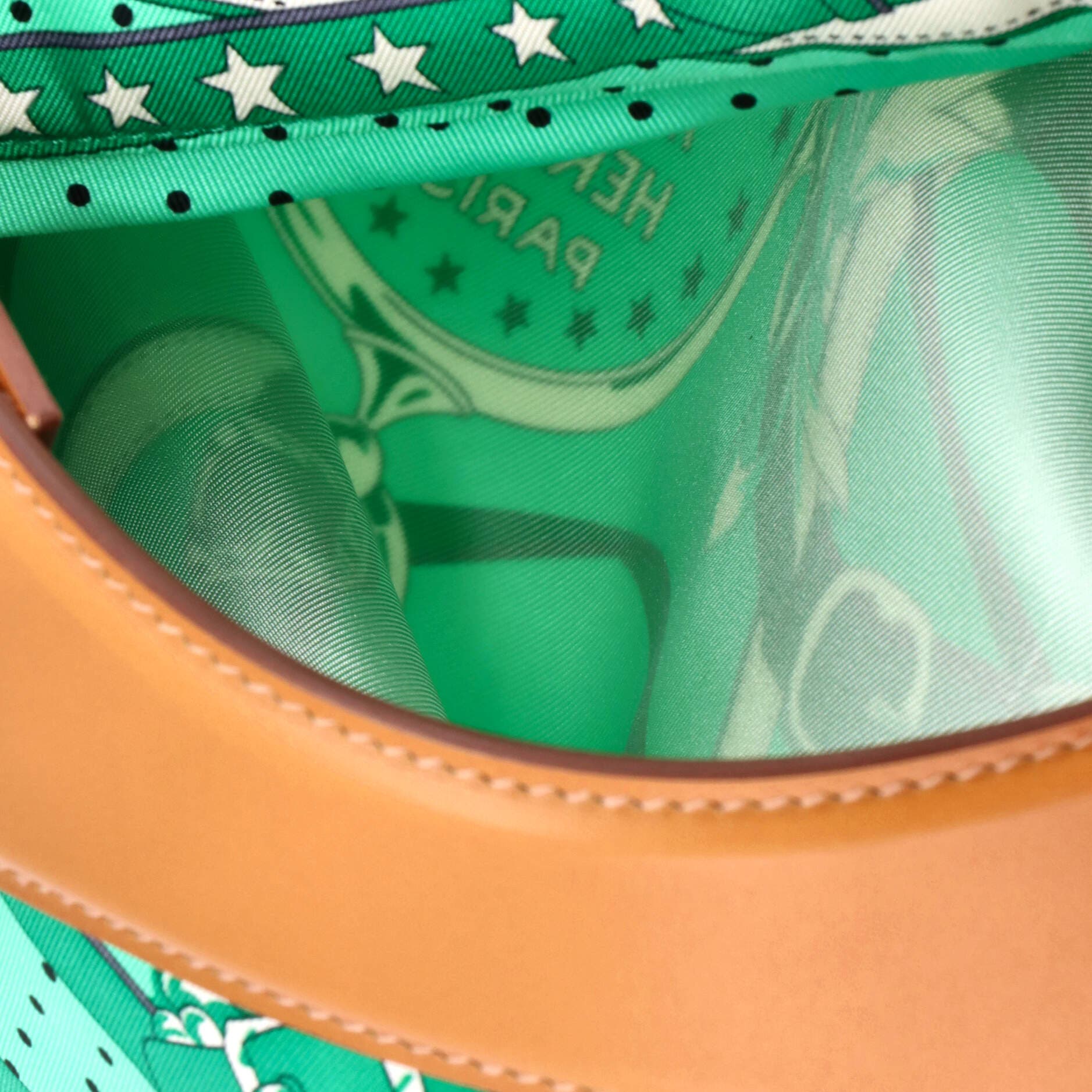 Pre-Owned Hermes Balusoie Bag Printed Silk and Leather, Alternate, color, Vert Comics