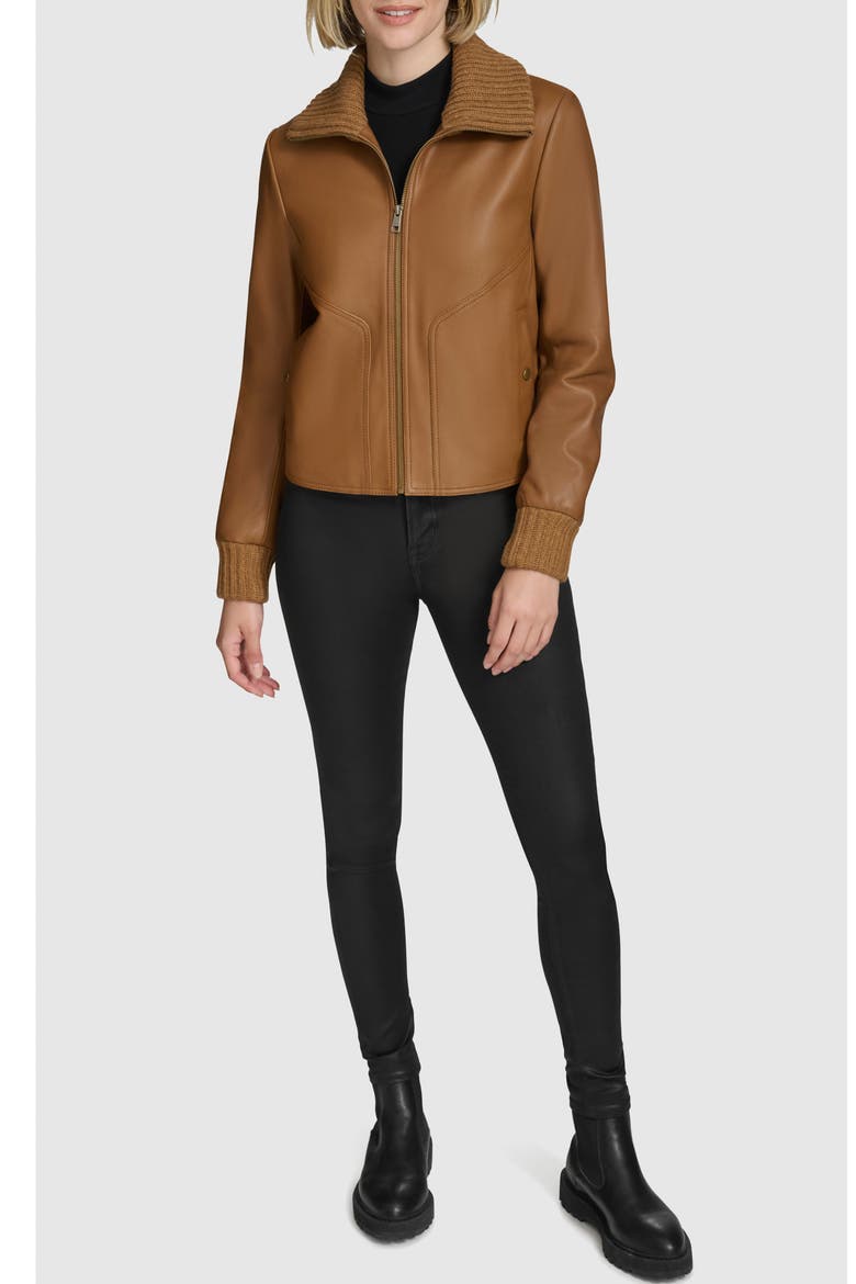Beatrix Leather Jacket, Alternate, color, TAN