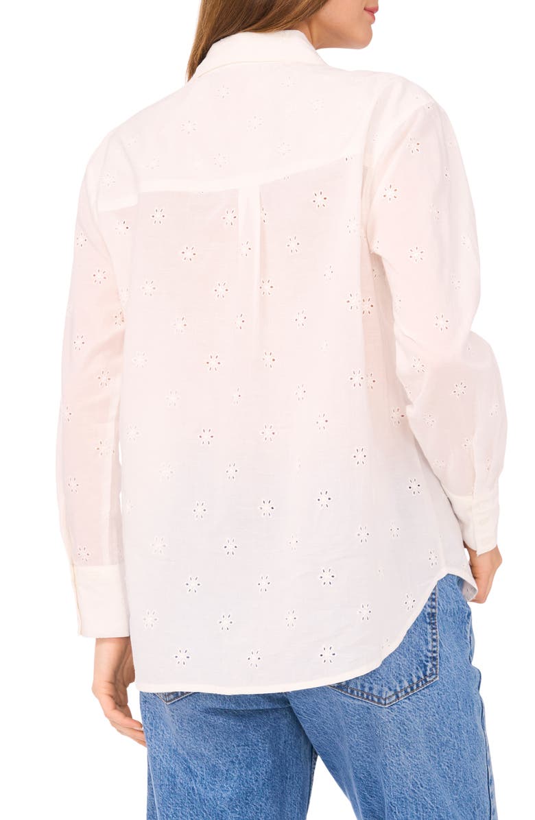Vince Camuto Cotton Eyelet Button-Up Shirt, Alternate, color, New Ivory