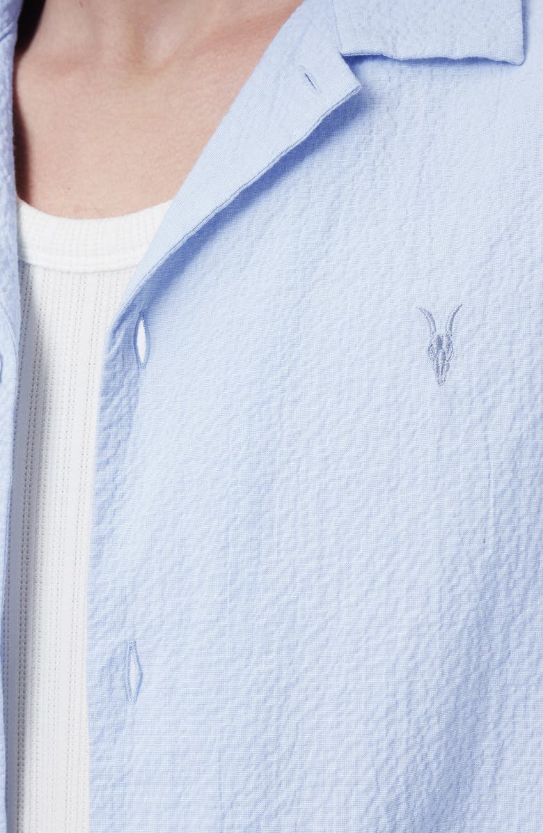 AllSaints Valmer Short Sleeve Button-Up Shirt, Alternate, color, Shore Blue