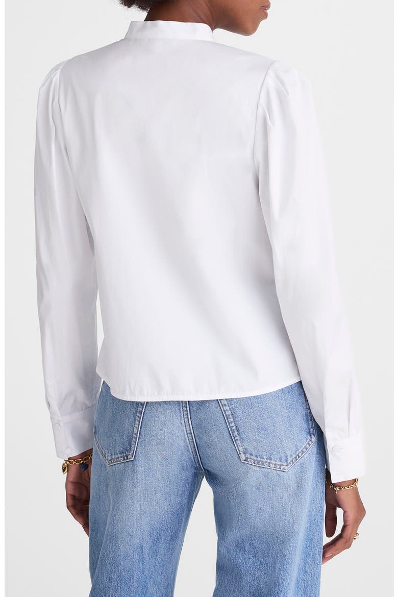 Paulina Cotton Poplin Band Collar Button-Up Shirt, Alternate, color, WHITE