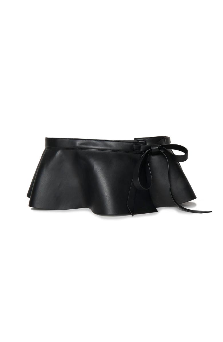 Lele Sadoughi Faux Leather Peplum Belt, Main, color, Jet 001