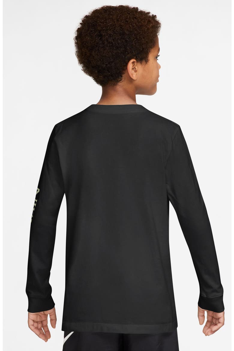 Kids' Skeleton Logo Long Sleeve Graphic T-Shirt, Alternate, color, BLACK