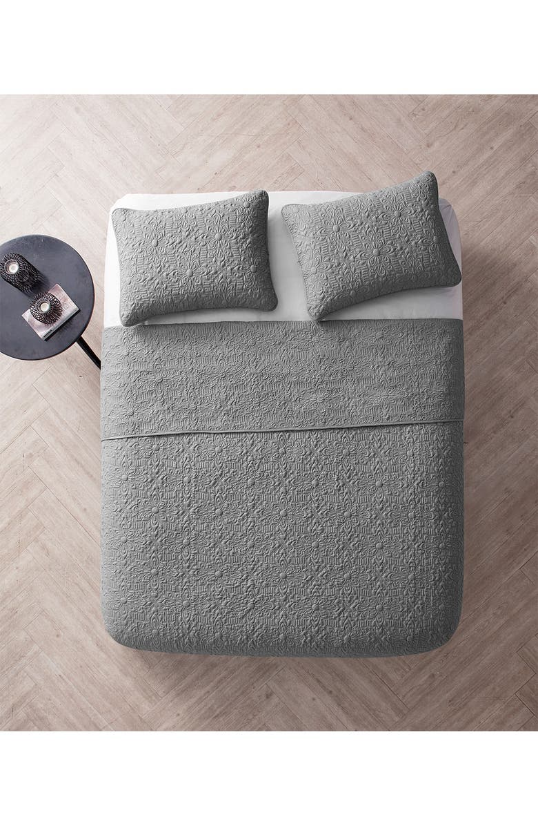 VCNY HOME Caroline Embossed Floral Quilt Set, Alternate, color, Grey