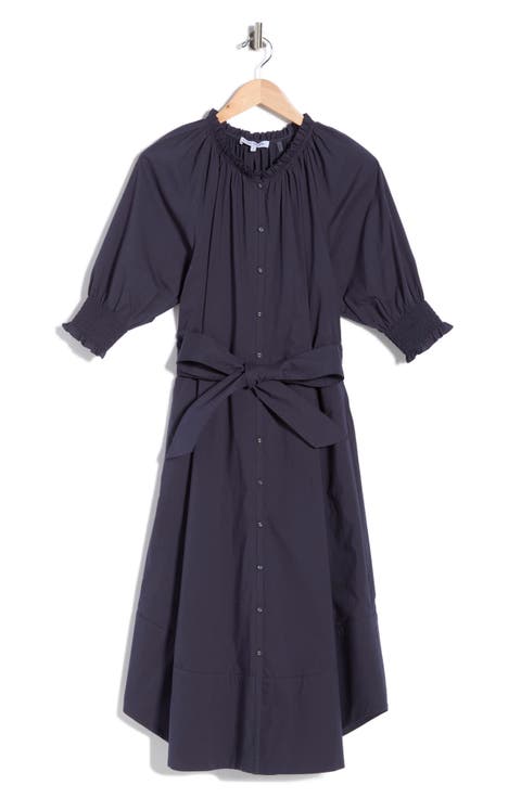 Kleo Puff Sleeve Cotton Shirtdress