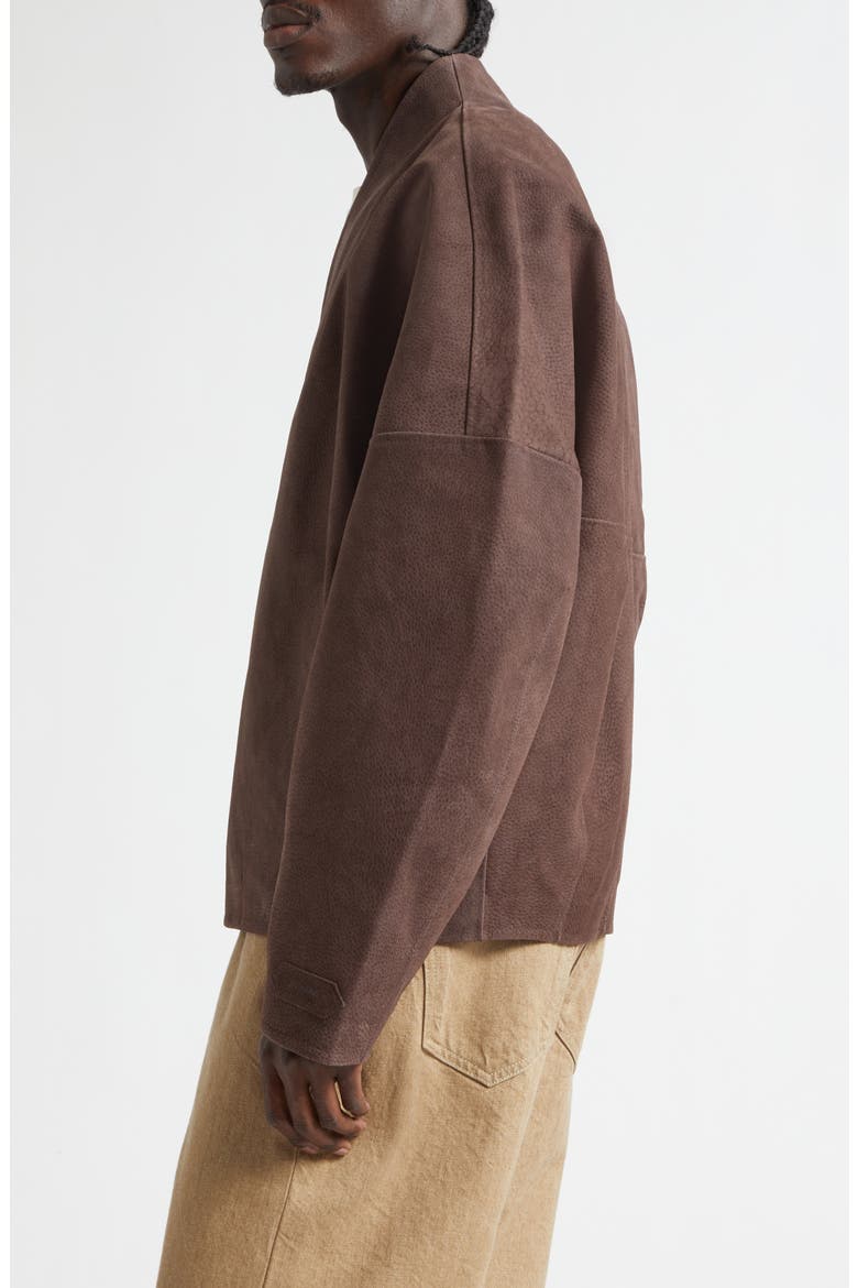 The Berger Wrapped Suede Jacket, Alternate, color, DARK BROWN