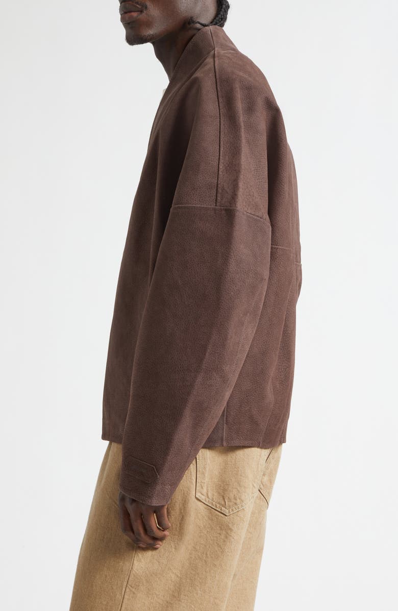 Jacquemus The Berger Wrapped Suede Jacket, Alternate, color, Dark Brown