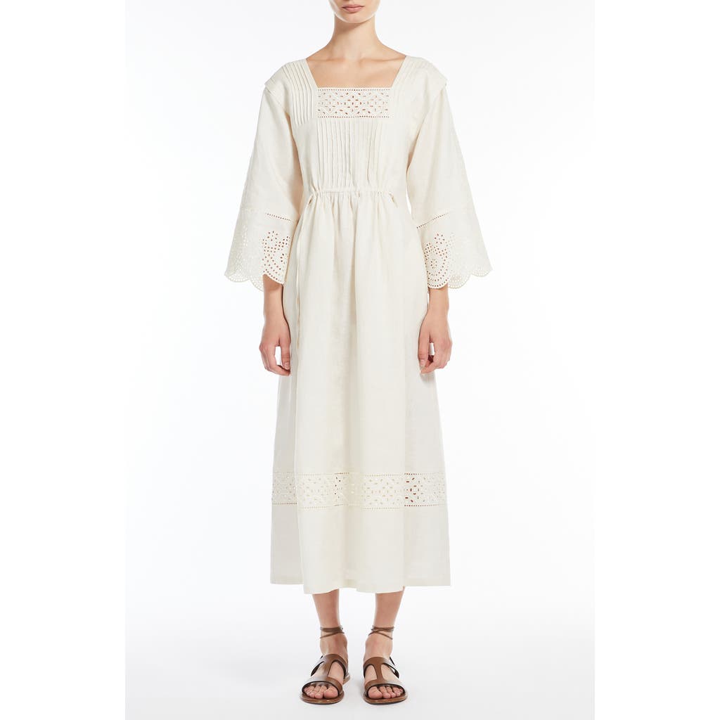 Weekend Max Mara Luglio Linen Midi Dress In Ecru