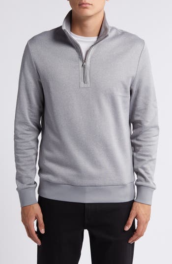 スウェット・トレーナー BOSS H-Sidney Half Zip Cotton Sweatshirt Black HUGO BOSS Sidney Knit Quarter Zip Sweatshirt - Size M - New
