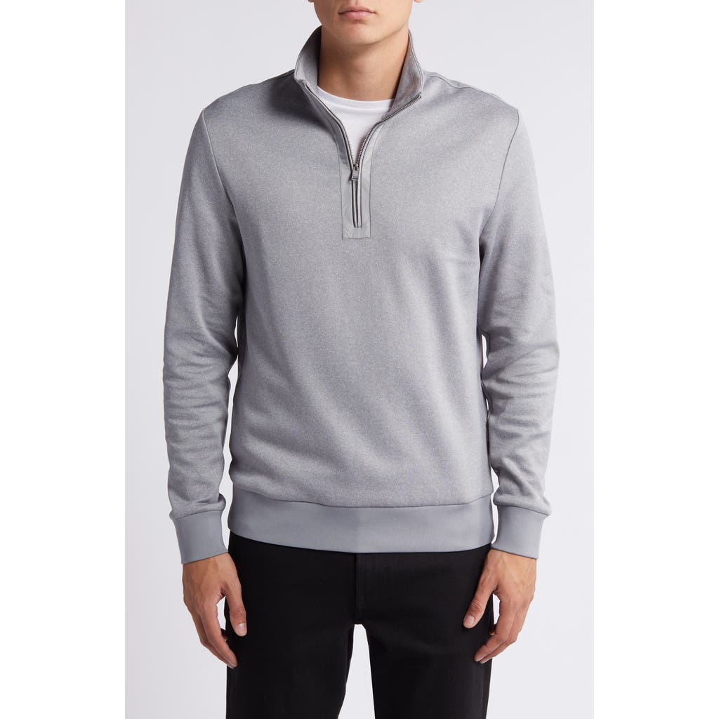 Hugo Boss Boss Sidney Quarter Zip Pullover In Silver