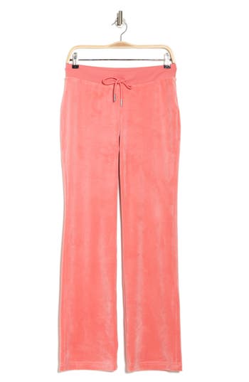 Shop Juicy Couture Velour Wide Leg Track Pants In Coral Haze