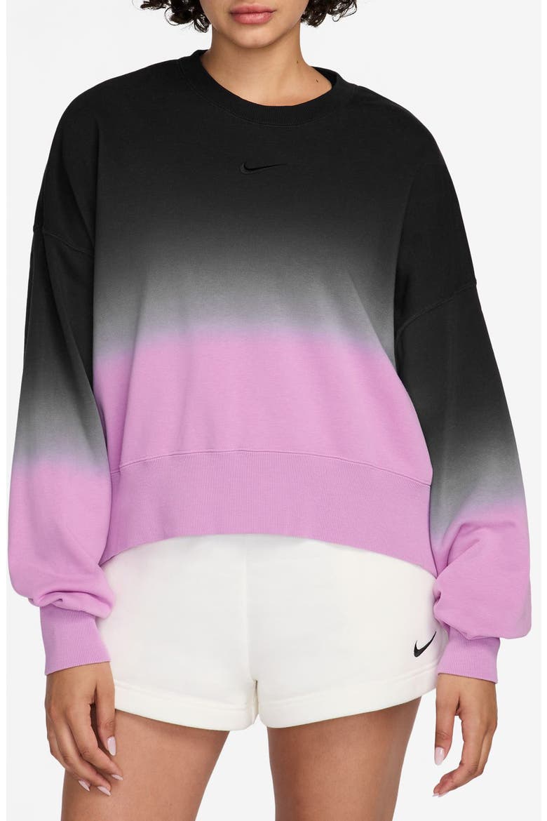 Phoenix Fleece Dip Dye Sweatshirt, Main, color, LIGHT MAGENTA/ BLACK/ BLACK