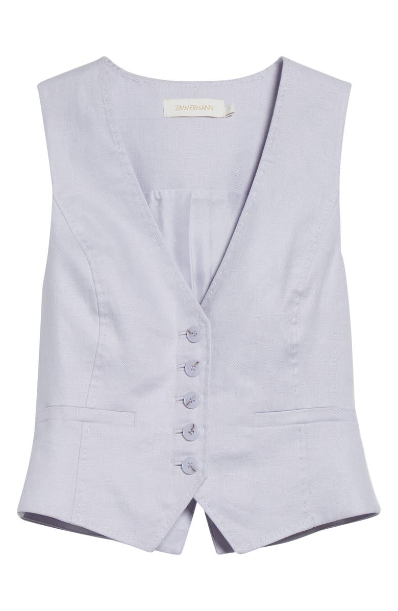 Zimmermann Kindred Spirit Luna Linen Vest, Alternate, color, Lilac
