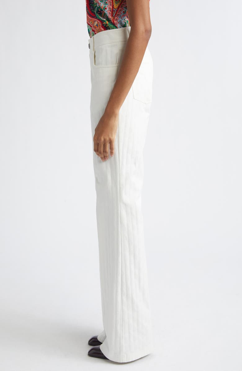 Etro Ex Stretch Cotton Flare Trousers, Alternate, color, White Base