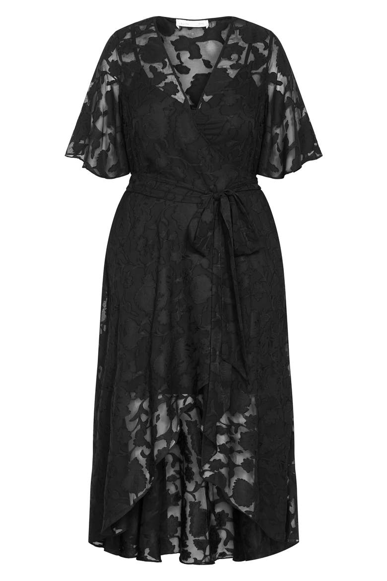Maxi Love Burnout Wrap Dress, Alternate, color, BLACK