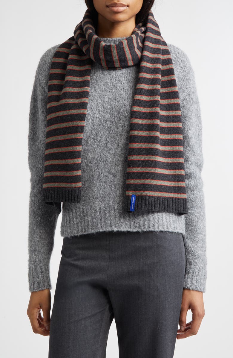 Paloma Wool Bela Stripe Extrafine Wool Scarf, Alternate, color, Dark Grey