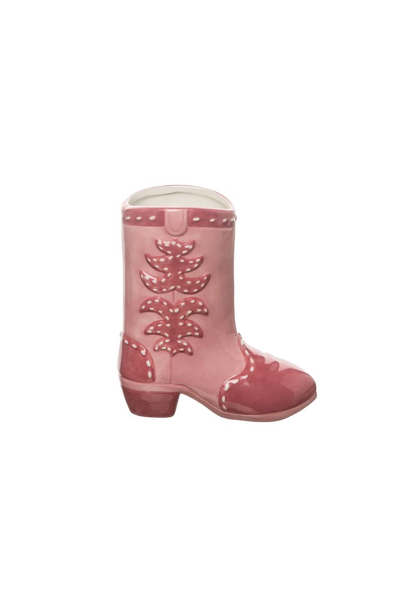 amic White Boot Vase Ceramic White, Main, color, Pink