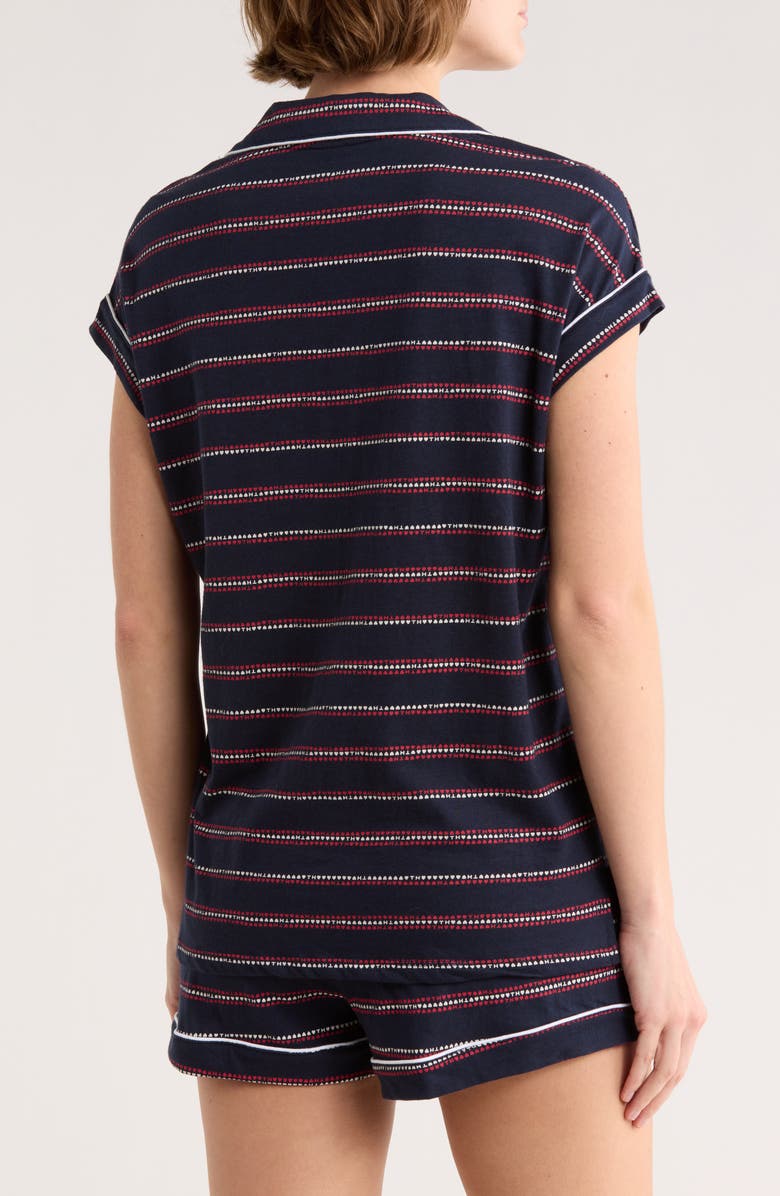 Tommy Hilfiger Piped Cotton Pajamas, Alternate, color, Hearts/ Rows Sky Captain
