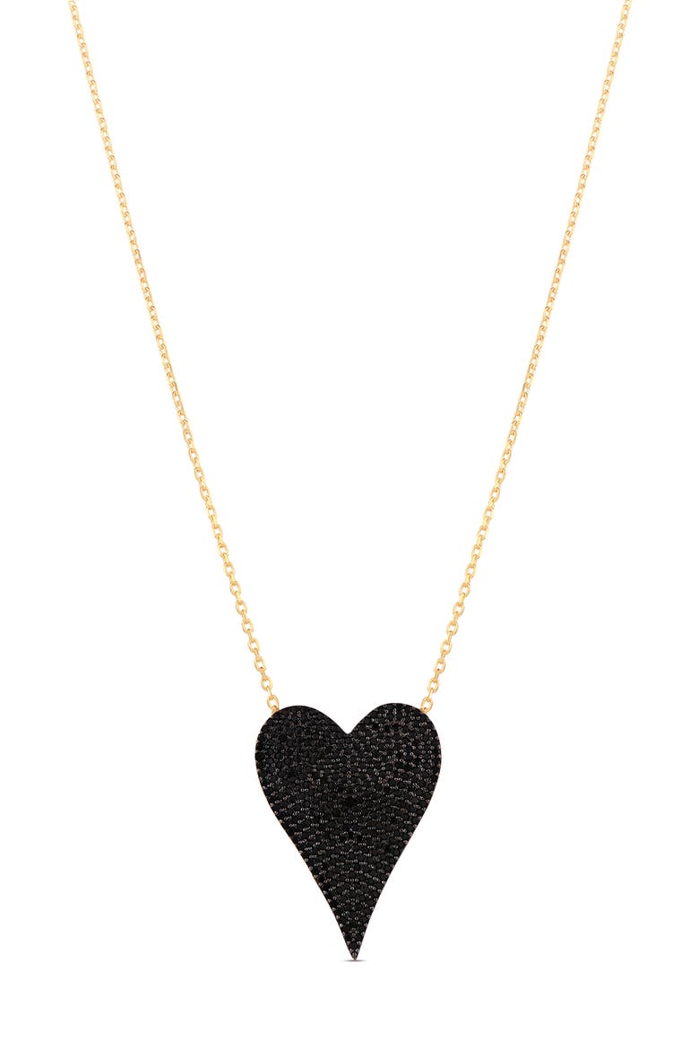 Jumbo Pavé Heart Pendant Necklace, Main, color, BLACK