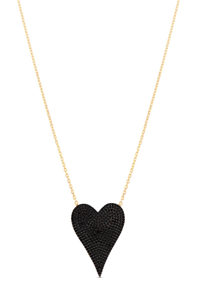 SHYMI Jumbo Pavé Heart Pendant Necklace, Main, color, Black