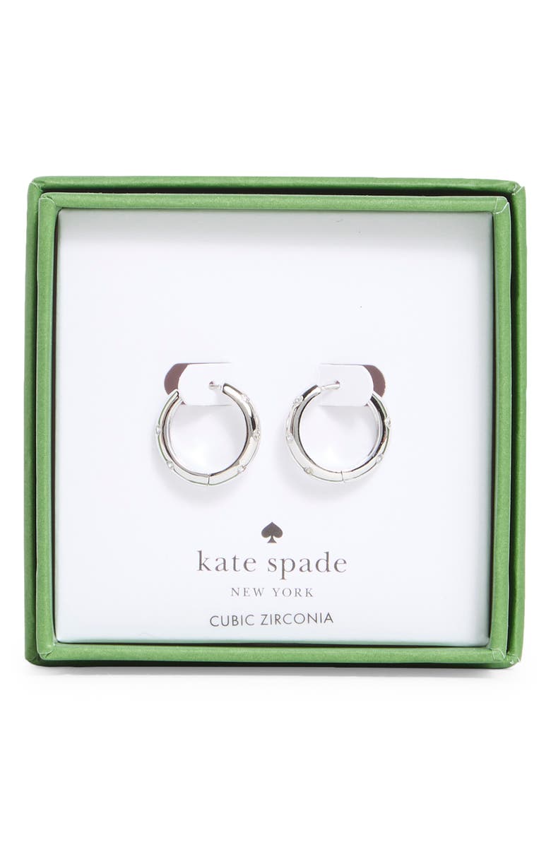 Kate Spade New York huggie hoop earrings, Main, color, Clear/ Silver