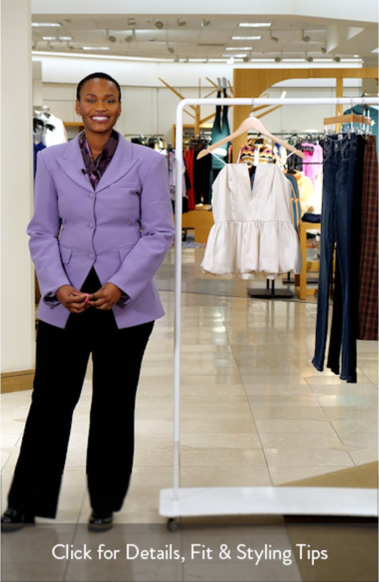 Satin Strapless Plunge Peplum Top, sales video thumbnail