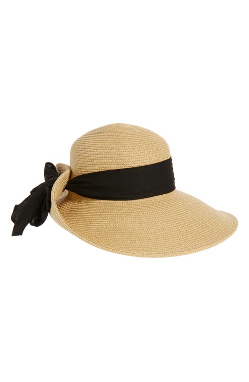 Vince Camuto Flip Up Straw Floppy Hat In Natural Black