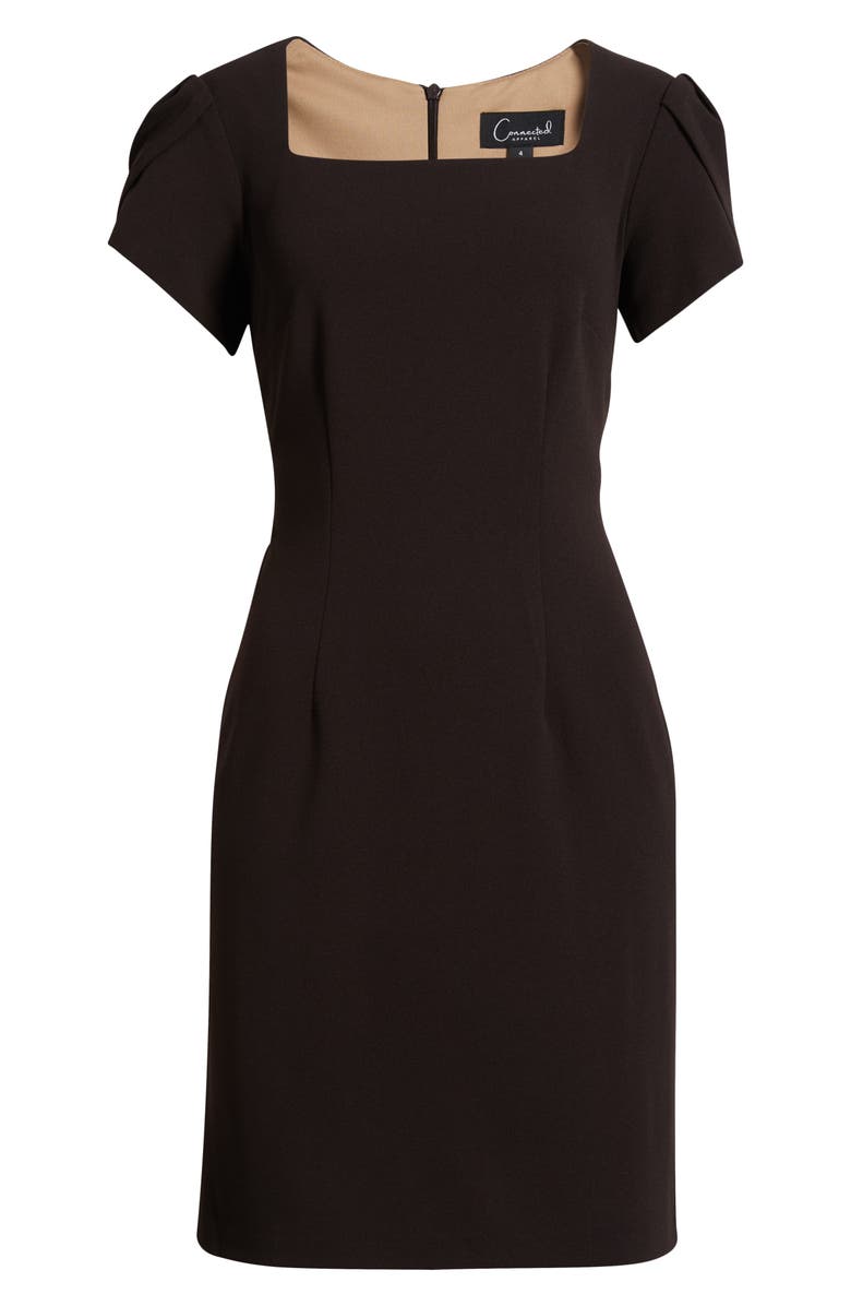 Connected Apparel Tulip Sleeve Sheath Dress, Alternate, color, Brown/Gold