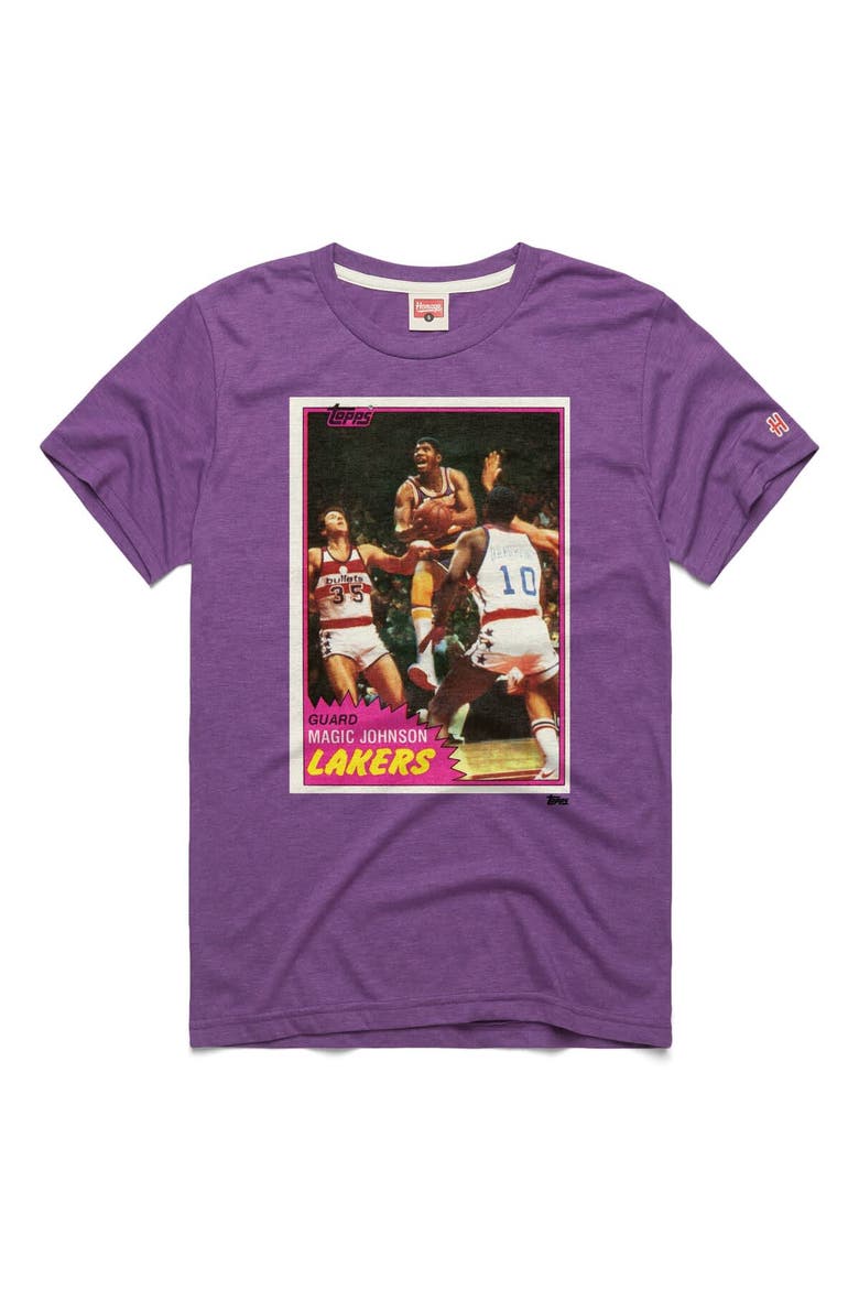 Unisex Homage Magic Johnson Purple Los Angeles Lakers Topps Trading Card Player Tri-Blend T-Shirt, Main, color, Purple