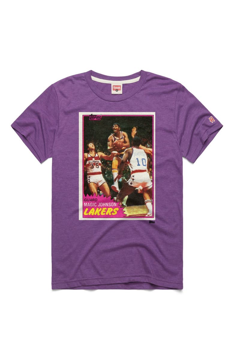 Homage Unisex Homage Magic Johnson Purple Los Angeles Lakers Topps Trading Card Player Tri-Blend T-Shirt, Main, color, Purple