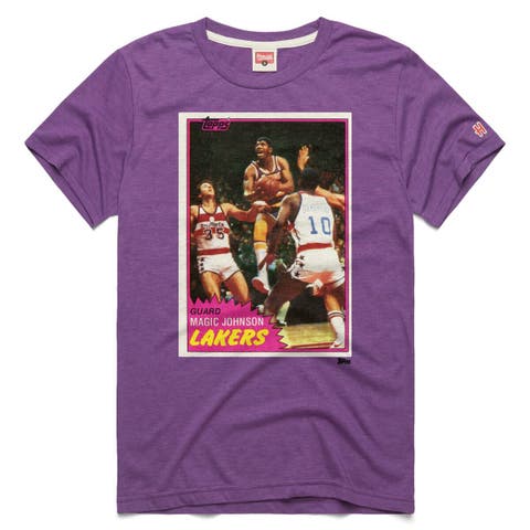 Unisex Homage Magic Johnson Purple Los Angeles Lakers Topps Trading Card Player Tri-Blend T-Shirt