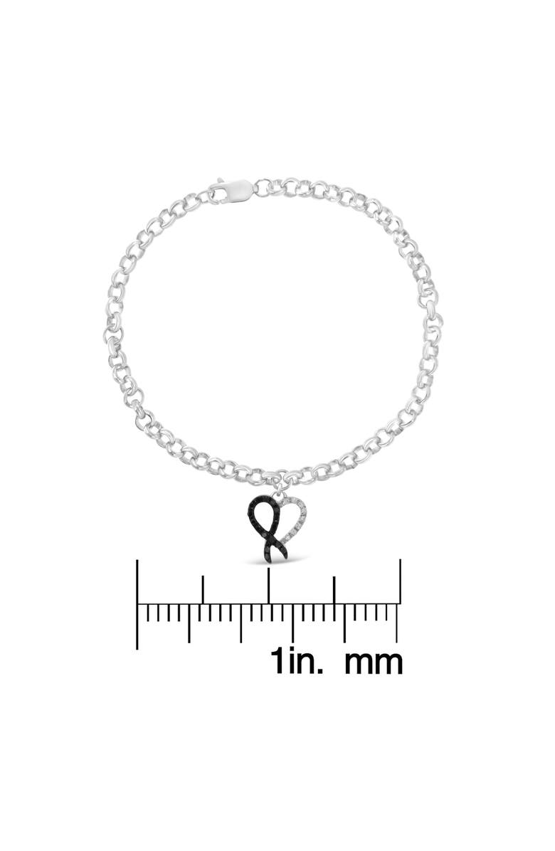 Haus of Brilliance Silver 1/6ct TDW Diamond Heart Charm Bracelet, Alternate, color, White
