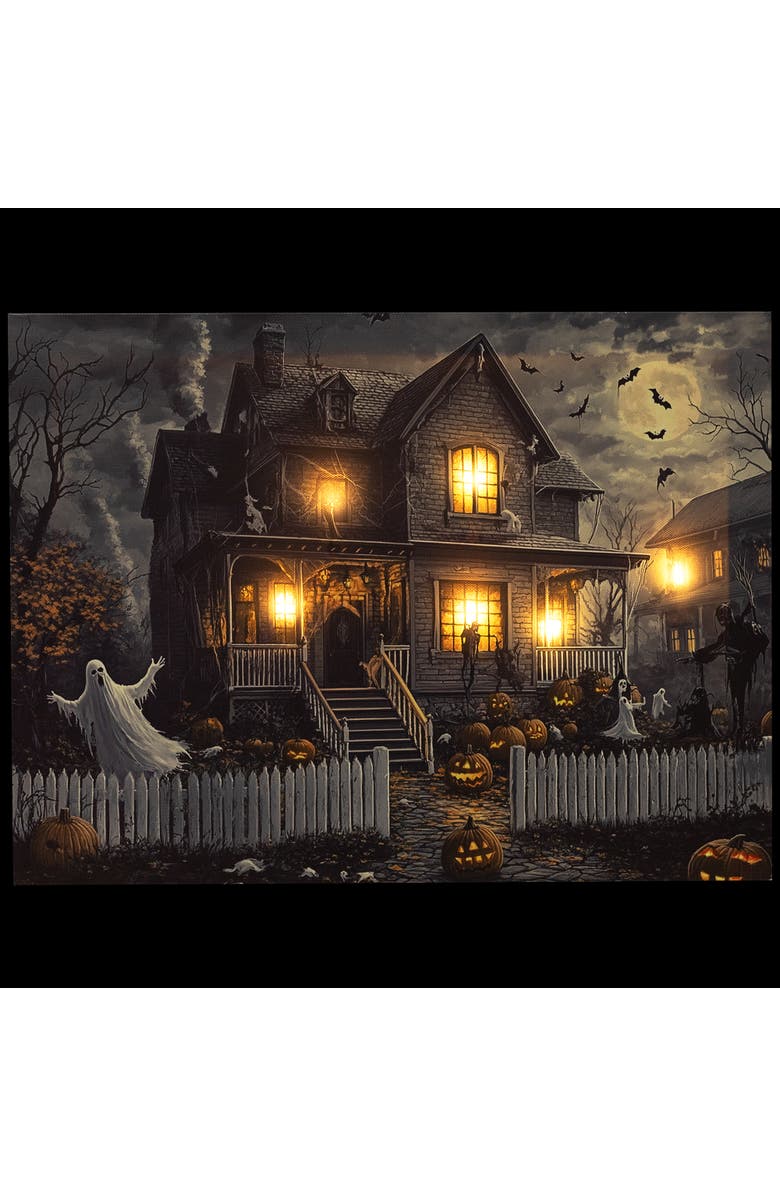 Northlight LED Lighted Haunted House Halloween Canvas Wall Art - 15.75 x 23.75", Alternate, color, Black