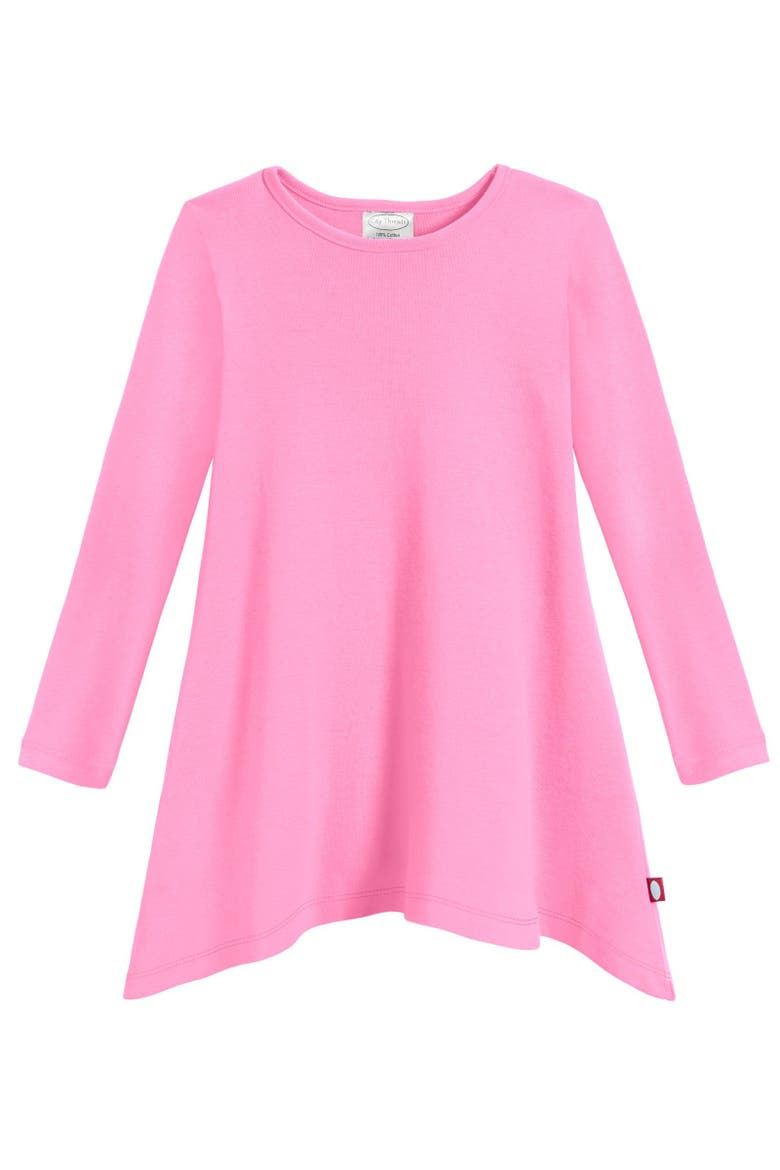 Baby Girls Long Sleeve 100% Cotton Soft Jersey Shark Bite Tunic, Main, color, Medium Pink