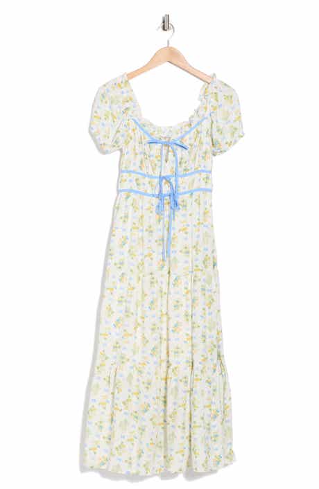 Blu Pepper Floral Tie Contrast Tie Midi Dress