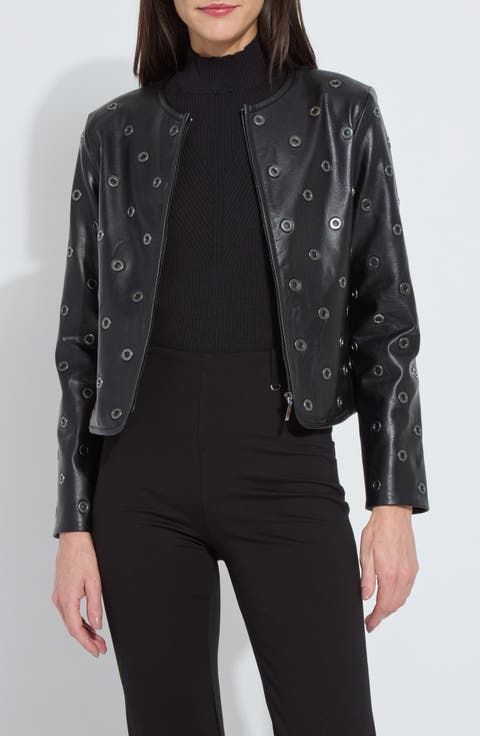 Geneva Grommet Detail Faux Leather Jacket