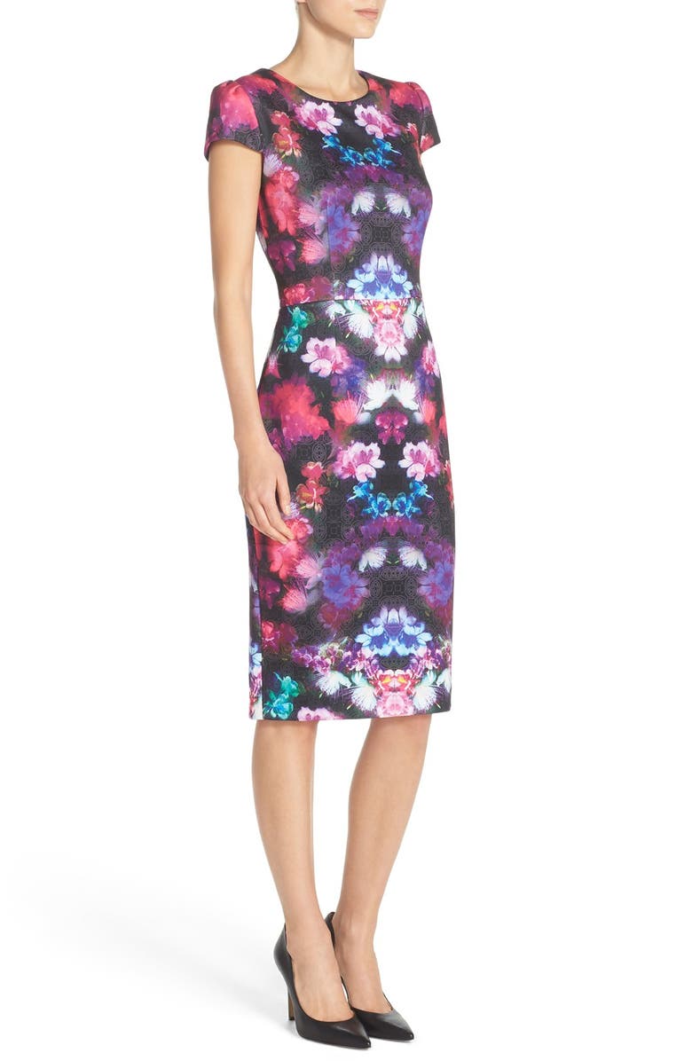 Betsey Johnson Print Scuba Sheath Dress, Alternate, color,