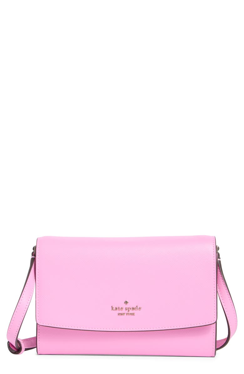 Kate Spade New York perry saffiano leather crossbody wallet, Main, color, Surf Pink