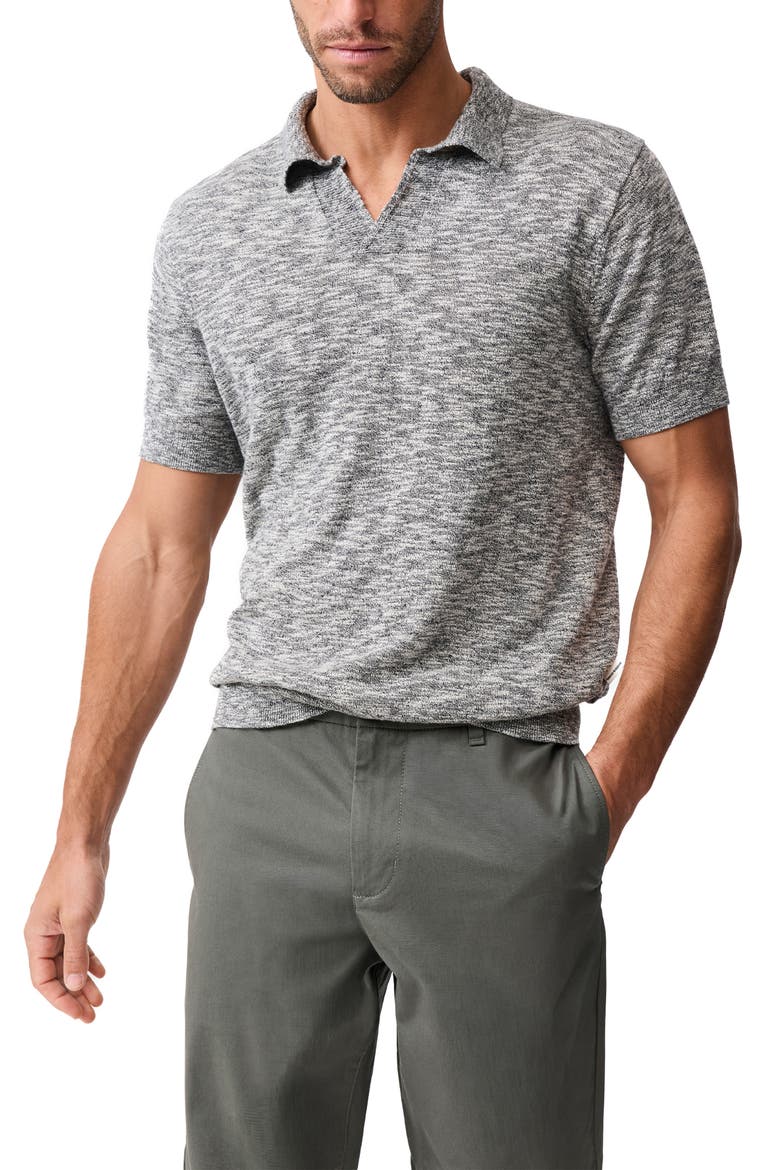 Poison Bay Linen & Cotton Slub Polo, Main, color, BLACK PEARL