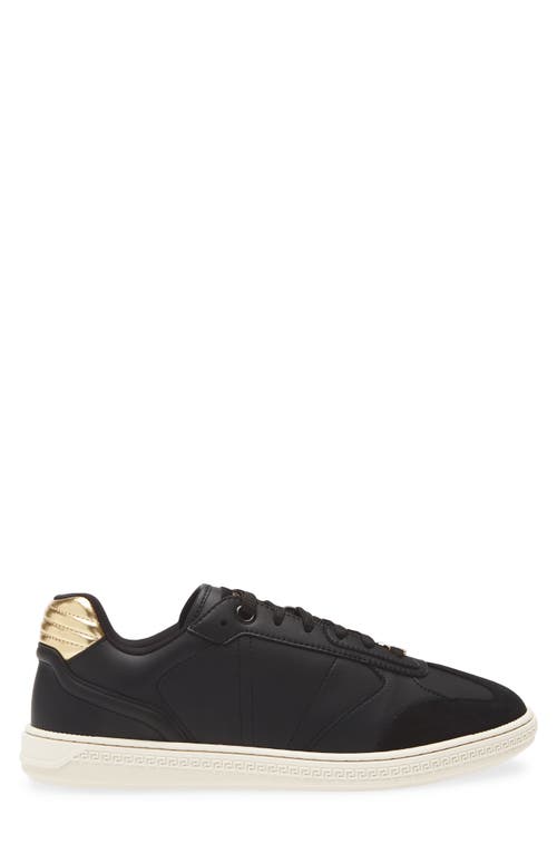 Versace Black Greca Court Faux-leather Sneakers In Black