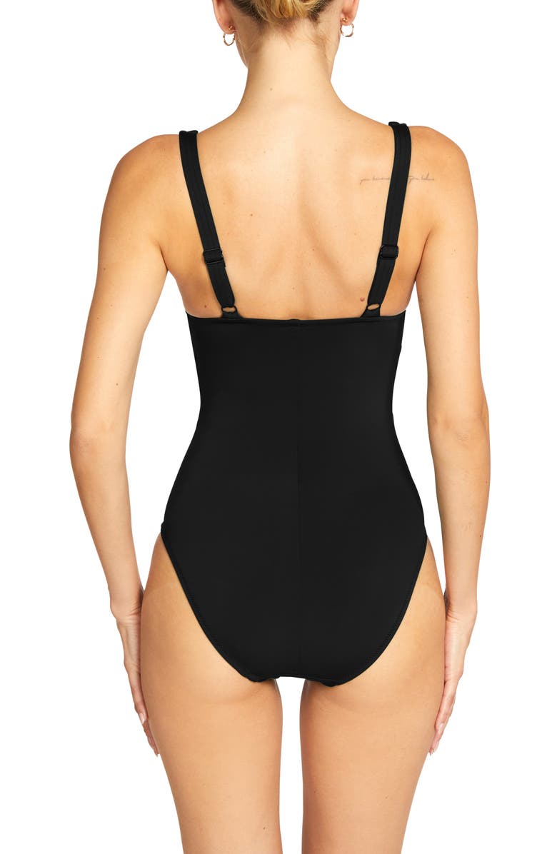 Robin Piccone Ava Knit One-Piece Swimsuit, Alternate, color, Black
