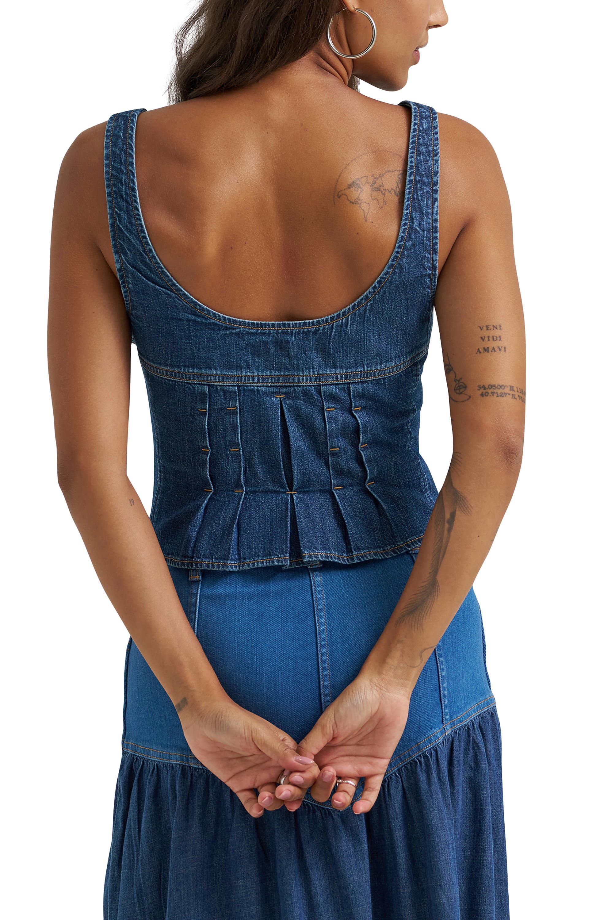 Pleated Denim Corset Tank - image 2
