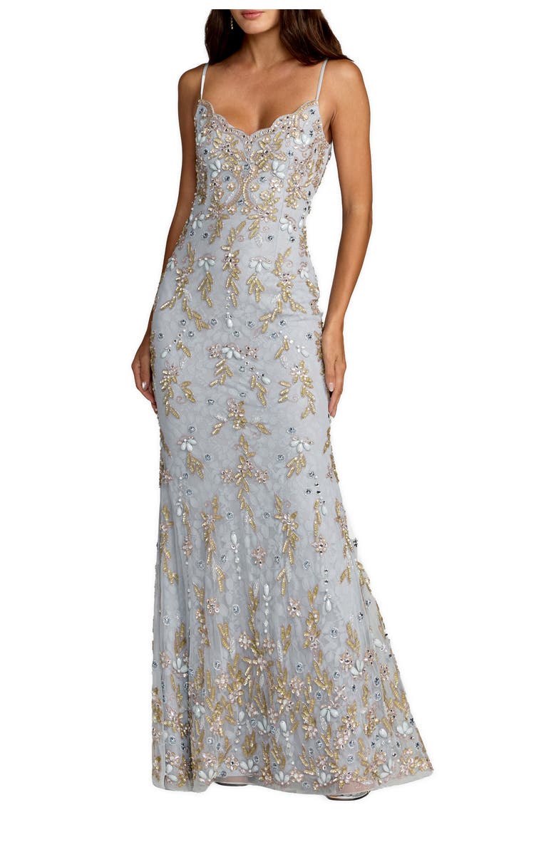 Mac Duggal Embellished Sleeveless Sweetheart Neck Gown, Main, color, Powder Blue