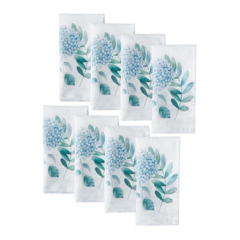 Hydrangea Sketch Double Border Napkin Set Of 8 Multicolor - 17"w X 17"l