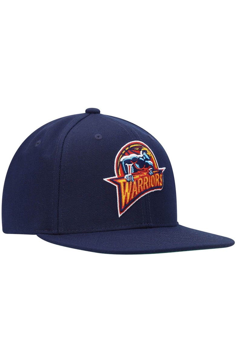 Mitchell & Ness Men's Mitchell & Ness Navy Golden State Warriors Hardwood Classics Team Ground 2.0 Snapback Hat, Alternate, color, Navy