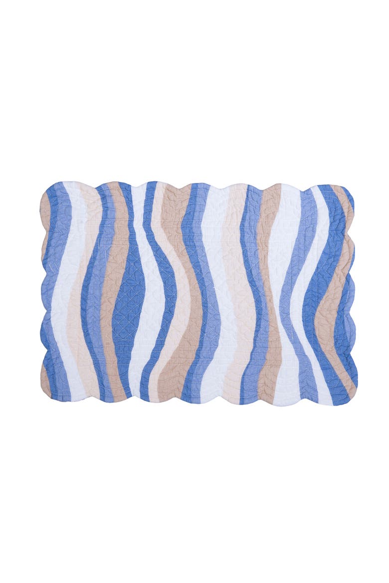 Seahorse Sands Reversible Machine Washable Scallop Quilt Placemats Set of 6, Alternate, color, Gold