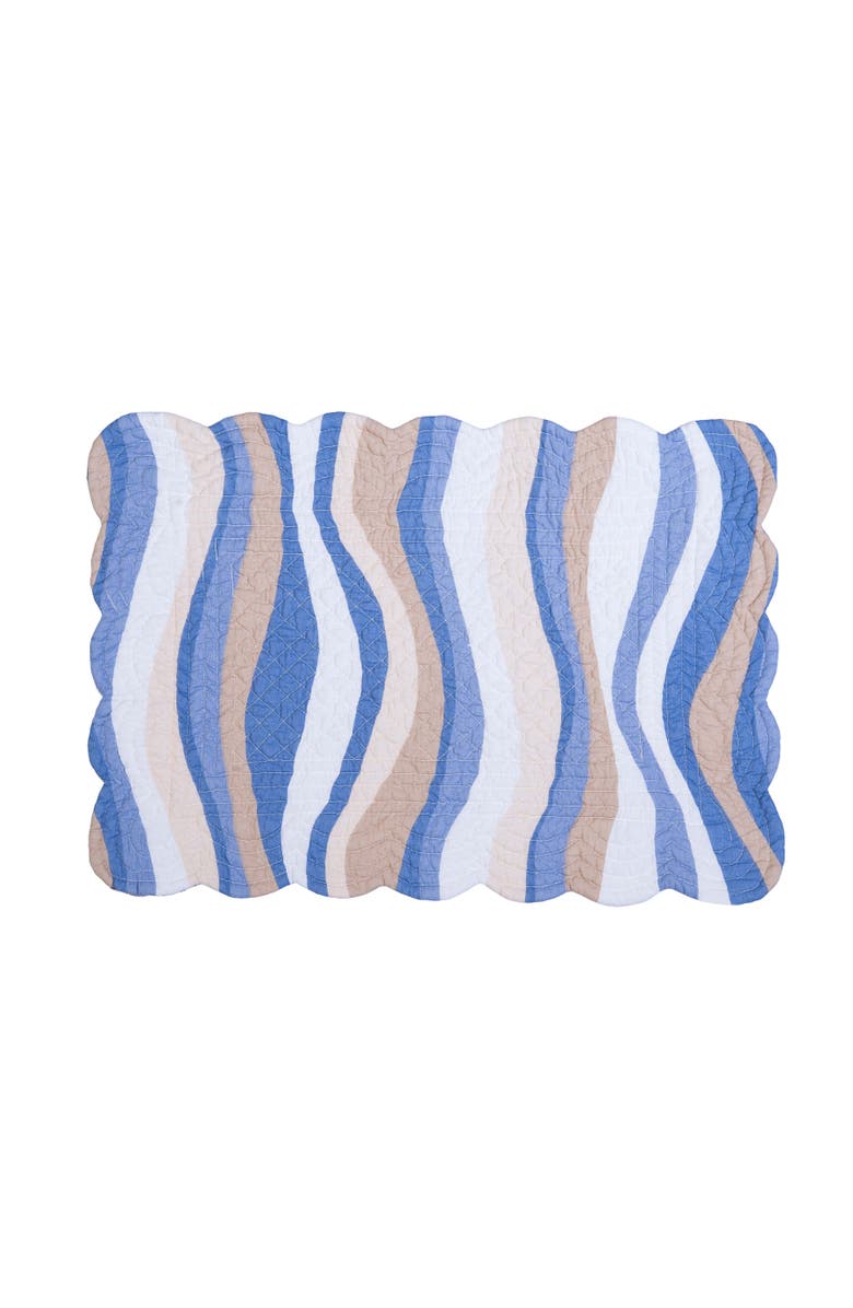 C&F Home Seahorse Sands Reversible Machine Washable Scallop Quilt Placemats Set of 6, Alternate, color, Gold